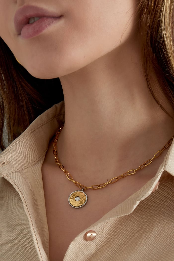 Gliederkette mit Goldfarbe-/Silberdetails – Goldfarbe - Goldfarbefarbe h5Bild3